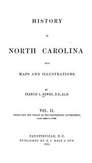History of North Carolina by Francis L. Hawks