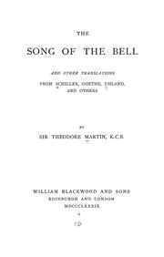 Cover of: The song of the bell by Martin, Theodore Sir