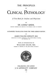 Cover of: The principles of clinical pathology by Ludolf von Krehl