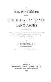 Cover of: A comparative grammar of the South African Bantu language by J. Torrend