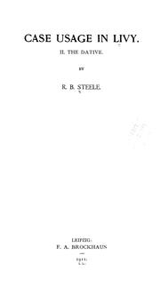 Front cover of Case usage in Livy by Unknown