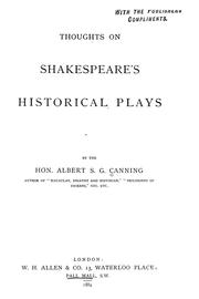 Cover of: Thoughts on Shakespeare's historical plays