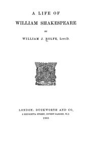 Cover of: A life of William Shakespeare