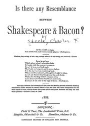 Cover of: Is there any resemblance between Shakespeare & Bacon? ....