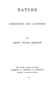 Cover of: Nature, addresses, and lectures by Ralph Waldo Emerson