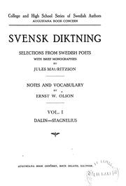 Cover of: Svensk diktning: selections from Swedish poets, with brief monographs; notes & vocabulary