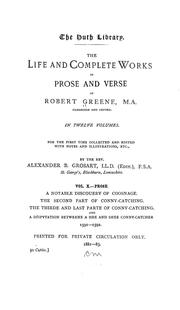 Cover of: The life and complete works in prose and verse of Robert Greene ... by Robert Greene