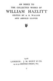 Cover of: An index to the Collected works of William Hazlitt