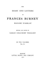 Cover of: The diary and letters of Frances Burney Madame D'Arblay by Fanny Burney