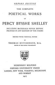 Cover of: The complete poetical works of Percy Bysshe Shelley by Percy Bysshe Shelley