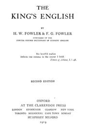 Cover of: The King's English by H. W. Fowler