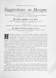 Cover of: Suggestions in design: being a comprehensive series of original sketches in various styles of ornament, arranged for application in the decorative and constructive arts