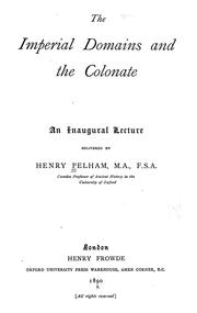 Cover of: The imperial domains and the colonate: an inaugural lecture