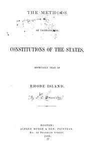 Cover of: The methods of changing the constitutions of the states by L. S. Hawkins, C. S. Bradley