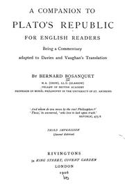 Cover of: A companion to Plato's Republic for English readers: being a commentary adapted to Davies and Vaughan's translation