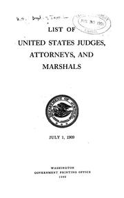 Cover of: List of United States judges, attorneys, and marshals | United States. Dept. of Justice.