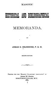 Cover of: Masonic historical and bibliographical memoranda