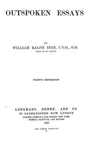 Cover of: Outspoken essays by Inge, William Ralph