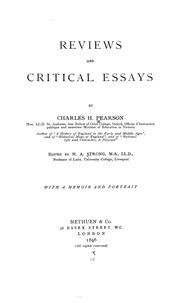 Cover of: Reviews and critical essays | Charles Henry Pearson