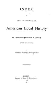 Cover of: Index of the literature of American local history; in collections published in 1890-95