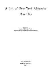 Cover of: A list of New York almanacs, 1694-1850