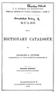 Cover of: Rules for a dictionary catalogue by Charles Ammi Cutter
