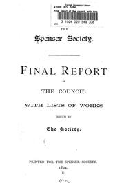 Cover of: Final report of the council: with lists of works issued by the society