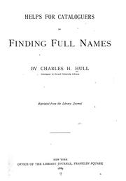 Cover of: Helps for cataloguers in finding full names