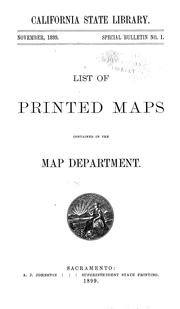 Cover of: List of printed maps contained in the map department by California State Library.