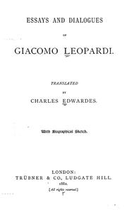 Cover of: Essays and dialogues of Giacomo Leopardi