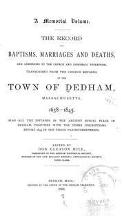 Cover of: The early records of the town ... by Dedham (Mass.)