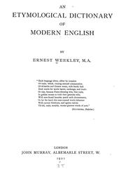 Cover of: An etymological dictionary of modern English by Ernest Weekley