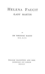 Cover of: Helena Faucit (Lady Martin) | Martin, Theodore Sir