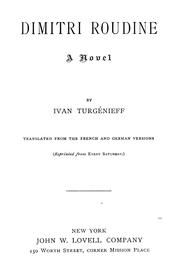 Cover of: Dimitri Roudine by Ivan Sergeevich Turgenev