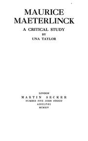 Cover of: Maurice Maeterlinck: a critical study