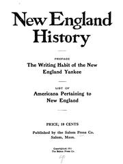 Cover of: New England history by Salem Press Co., Salem, Mass.