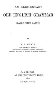 Cover of: An elementary Old English grammar (early West Saxon)