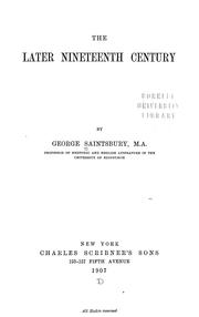 Cover of: The later nineteenth century