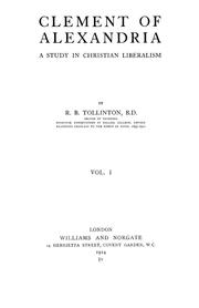 Cover of: Clement of Alexandria: a study in Christian liberalism