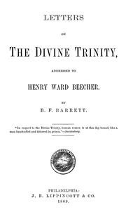 Cover of: Letters on the divine trinity by B. F. Barrett