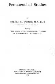 Cover of: Pentateuchal studies