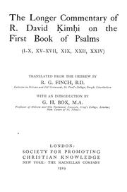 Cover of: The longer commentary of R. David Ḳimḥi on the first book of Psalms (I-X, XV-XVII, XIX, XXII, XXIV) by David Kimhi