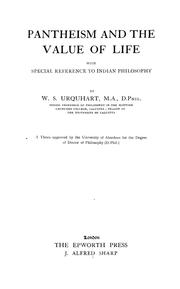 Cover of: Pantheism and the value of life by W. S. Urquhart