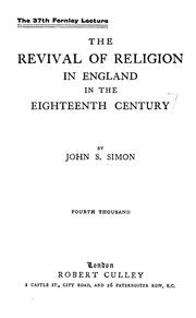 Cover of: The revival of religion in England in the eighteenth century