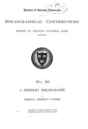 Cover of: A Herbert bibliography by George Herbert Palmer