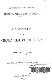 Cover of: A classified list of the German dialect collection established by Edward C. Guild