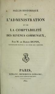 Cover of: Précis historique de l'administration et de la compatabilité des revenus communaux