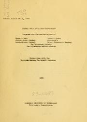Cover of: Manual for a millinery department