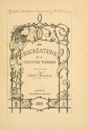 Cover of: The recreations of a country parson: First series