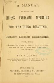Cover of: A manual to accompany Jeffers' panoramic apparatus for teaching reading